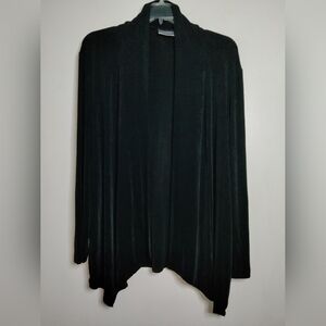 Chico's Travelers (Sz 3/XL/16) Classic Black Drape Open Front LS Cardigan Jacket